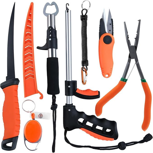 SPEEDWOX Fishing Pliers Hook Remover - Saltwater Gear With Line Cutter, Crimping Tool, Clippers, Pistol Grip Split Ring