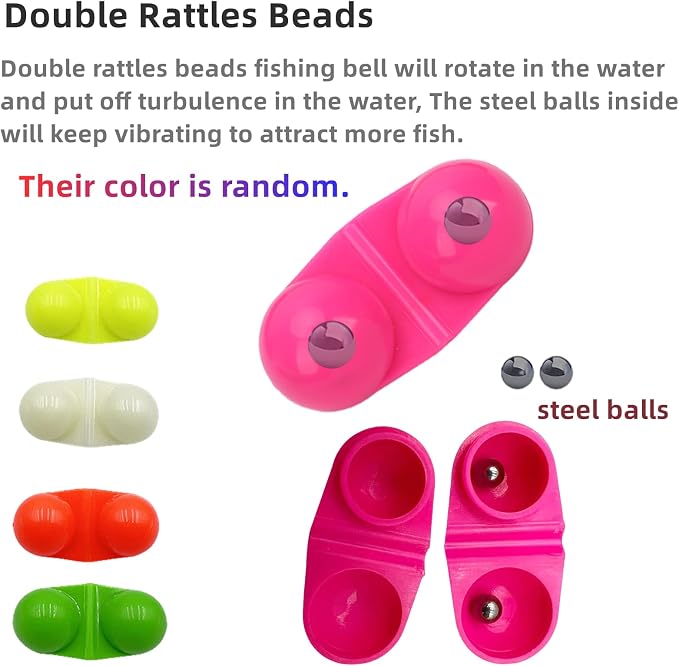 6Pcs Catfish Fishing Rigs Ready Kit，2 in 1 Rotating rattles/Double Rattles Beads, Float Rigs Tackle Santee Rig Peg Catfish，Free Adjustment in freshwter and Saltwater