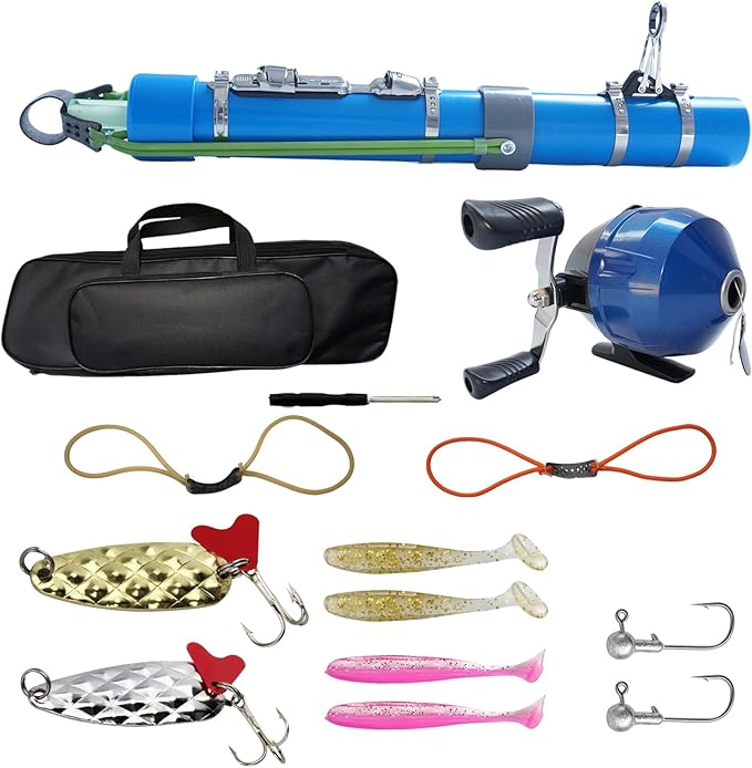 Upgraded Portable Fishing Catapult Rod with Reel, Durable & Lightweight Telescopic Lure & Bait Launcher for Saltwater & Freshwater,