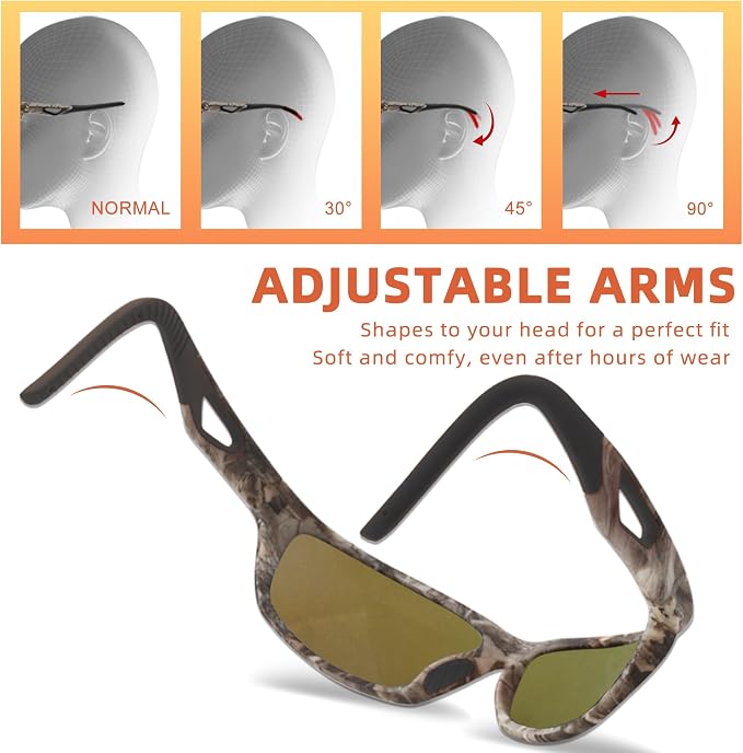 Camo Polarized Wrap-around Sport Sunglasses for Men Women UV400 Driving Fishing Hunting Sun Glasses