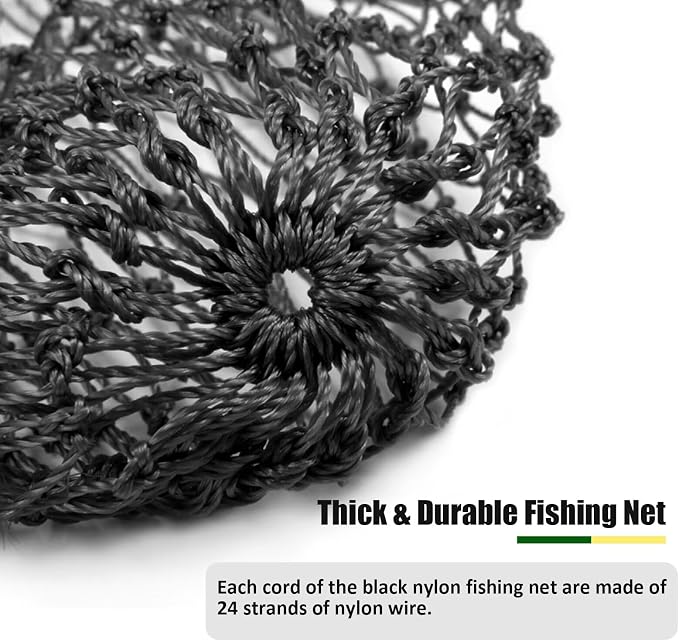 Dovesun Fishing Net Fish Landing Net Foldable Fishing Replacement Net for Freshwater Saltwater Fishing Net Replacement Netting Green/Black 2 Colors Handle/Frame Not Included
