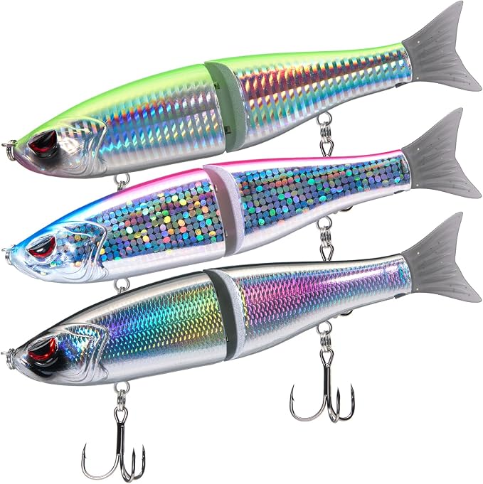Bassdash SwimShad Glide Baits Jointed Swimbait Bass Pike Salmon Trout Muskie Fishing Lure,3-Pack