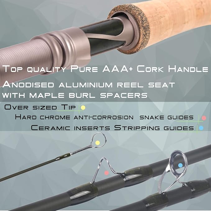 M MAXIMUMCATCH Aspire - Fly Fishing Rod 40T Carbon Fiber, Anodized Reel Seat, 9FT 4-Piece, 5/6/8 wt