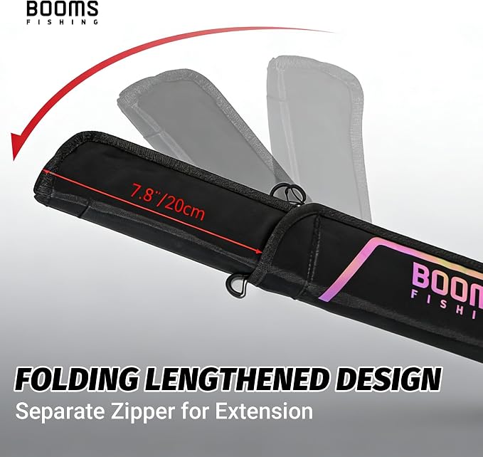 Booms Fishing PB3 5.4ft~6ft Fishing Rod Case, Portable Folded Fishing Pole Case with Two-Way Zippers, 0.6ft Extended Design Fishing Rod Bag, Fit for 2~3 Fishing Poles, 64"~72"