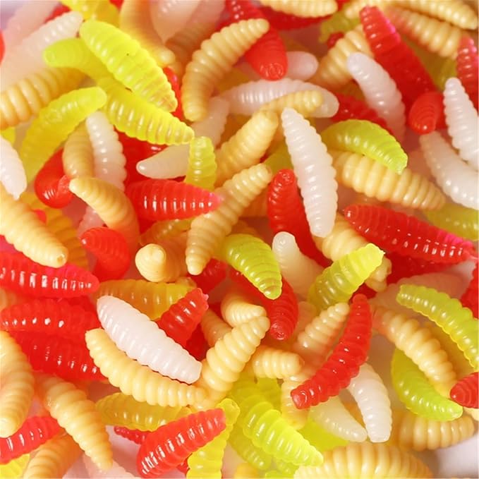 50Pcs Soft Fishing Lures Earthworms Baits Maggot Smell Silicone Artificial Tackle Accessories Earthworms
