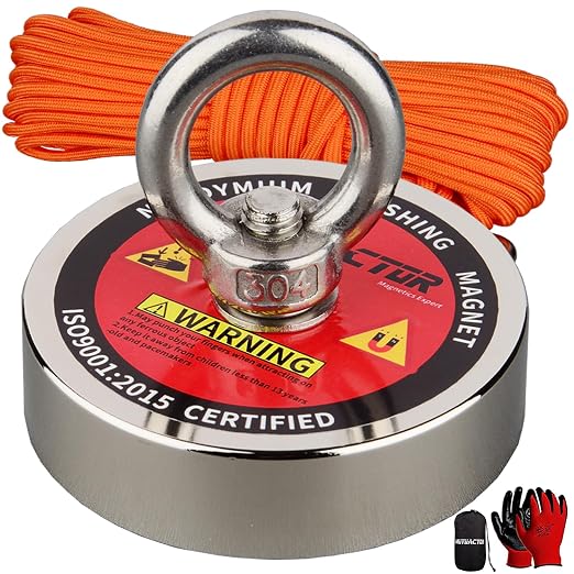 MUTUACTOR Strong Fishing Magnets,Φ 2.95” Heavy Duty Magnet Fishing Kit with 20Ft Duarble Rope,Powerful 650lbs Neodymium Magnet Fishing for Treasure Hunting Retrieving Metallic Tools in Lakes Rivers