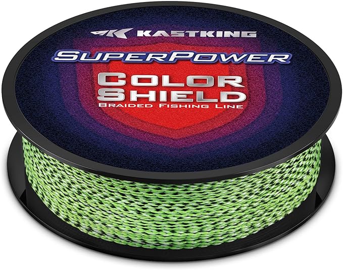 KastKing Superpower ColorShield Braided Fishing Line - Colorfast Braided Line, 100% Solution Dyed UHMWPE Fiber, Smooth & Strong Superline, Near Zero Stretch, Sensitive, High Abrasion Resistance