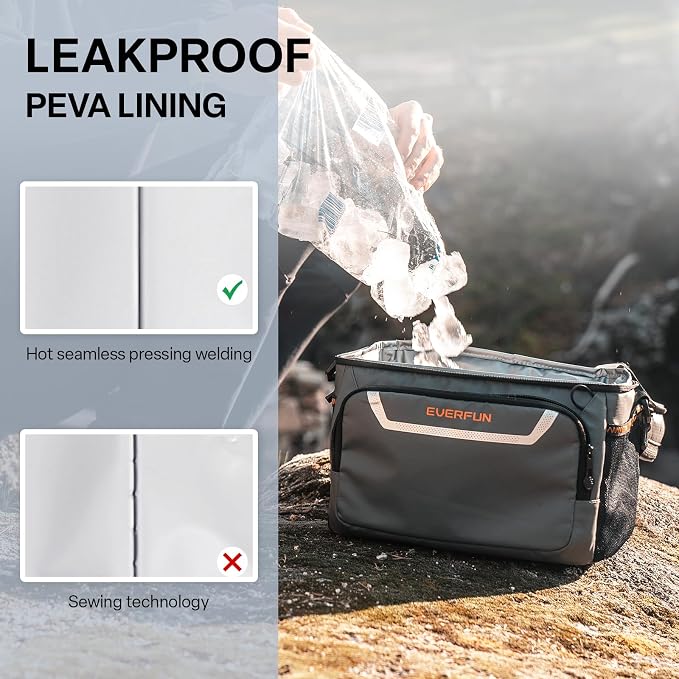 EVERFUN Small Compact Cooler Bag 24/48 Can Insulated Lunch Box Double Deck Soft Leak-Proof Waterproof Collapsible Ice Chest for Men Women Work Travel Car Trip Picnic Beach