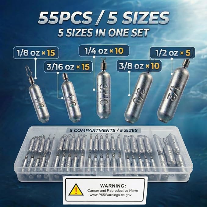 Drop Shot Fishing Weights, Lead Sinkers, 1/8oz, 3/16oz, 1/4oz, 3/8oz, 1/2oz, for Bass Fishing, Drop Shot Rig, Wacky Rig, Finesse Fishing