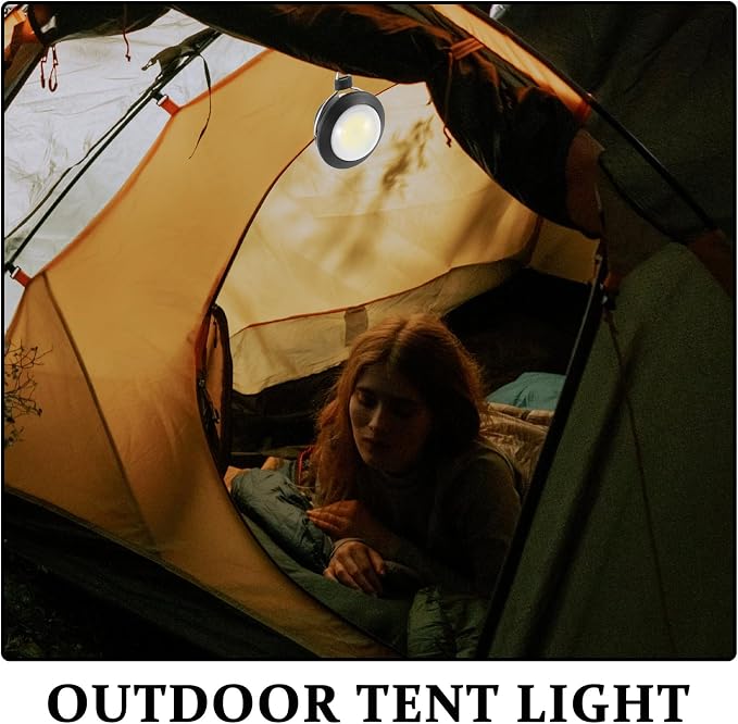 VALICLUD Portable Camping Lantern LED Tent Light with Hook Black Battery Powered Emergency Outdoor Lantern for Hiking Fishing Night Fishing