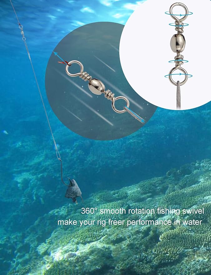 Circle Hooks Rigs Saltwater Steel Leader Wire, 25pcs Heavy Duty Circle Hook with Leader Wire Bass Catfish Fishing Lure Rig