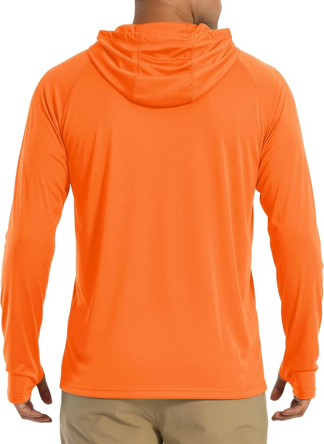 MAGCOMSEN Men's Hooded UPF 50+ Sun Protection T Shirts Long Sleeve Athletic Fishing Shirts Rash Guards