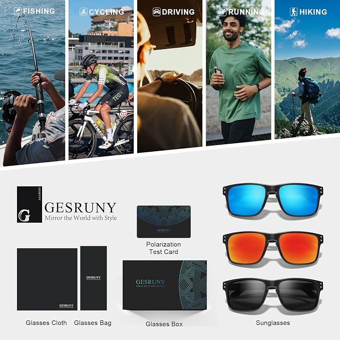 Polarized Sunglasses for Men Women - Classic Sport Sun Glasses for Driving Running Cycling Fishing UV400 Protection
