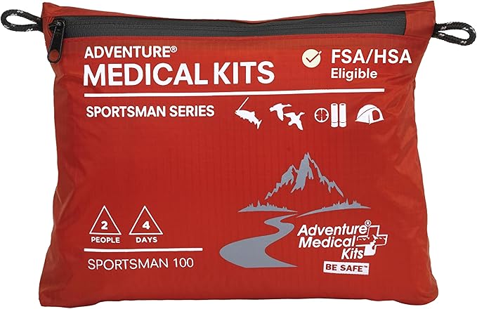 Adventure Medical Kits Sportsman Series Medical Kit - 100 - First Aid Kit for Camping, Hiking, Hunting & More - For 2 People for 4 Days - Includes Bandages, Medicine, Guide Book & More