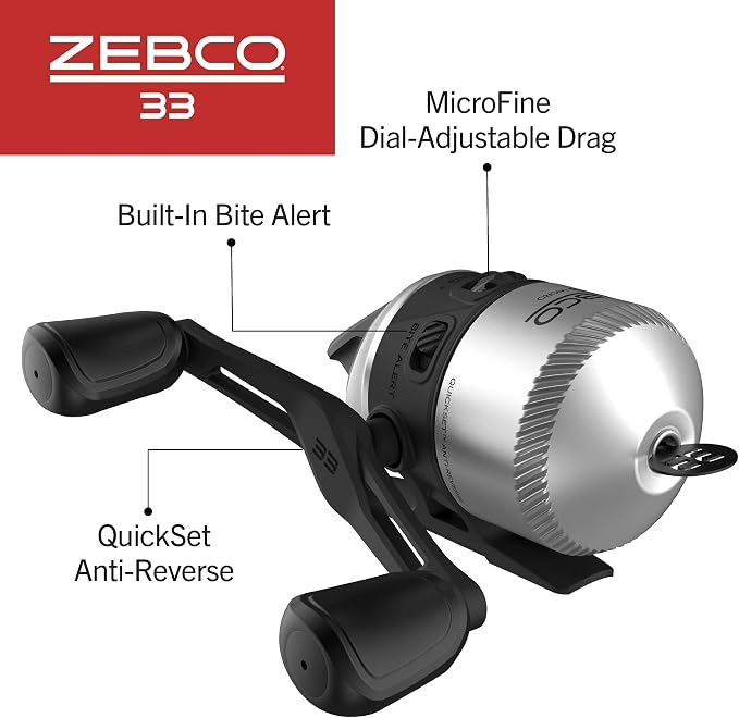 Zebco 33 Spincast Fishing Reel, Right or Left-Hand Retrieve, Pre-Spooled with Zebco Cajun Line