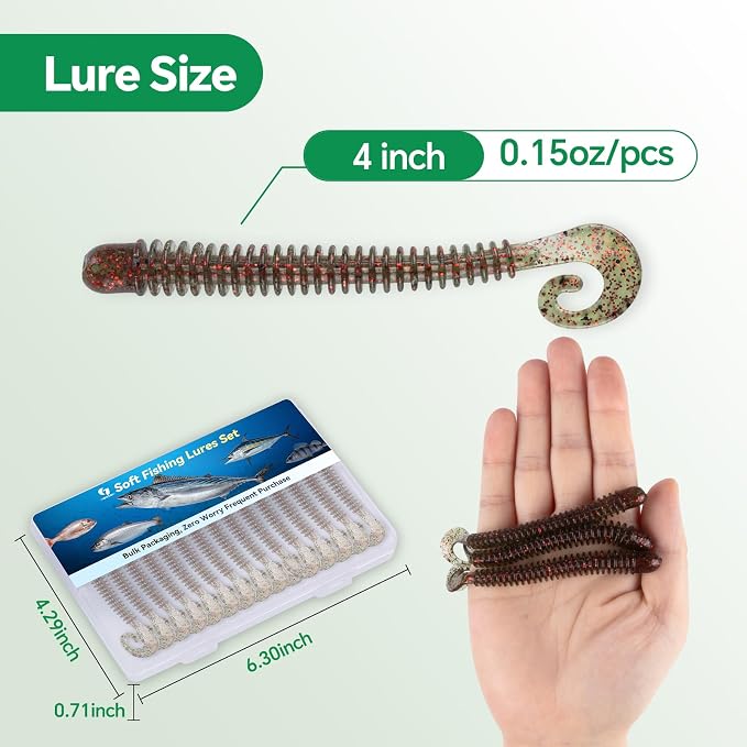 Clearance Bionics-Designed Durable Soft Plastic Fishing Lures Kit with Bonus Accessories, 3/4/5/6 Inch, 9-Type Lifelike Swimbaits in One Gear Set Included Tackle Box for Bass