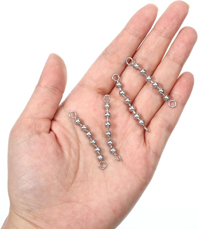 20Pcs Fishing 6 Bead Chain Swivels Stainless Catfish Swivel High Speed Fishing Balls Chain Stainless Steel Fishings Tackle Gear for Saltwater Freshwater