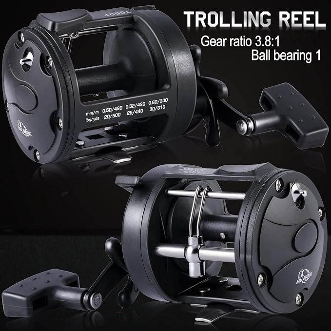 Sougayilang Conventional Reel – 27LB Max Drag,Saltwater Inshore Surf Trolling Reel for Catfish, Musky, Bass, Salmon/Steelhead, Striper – Heavy Duty Round Baitcasting Fishing Reel