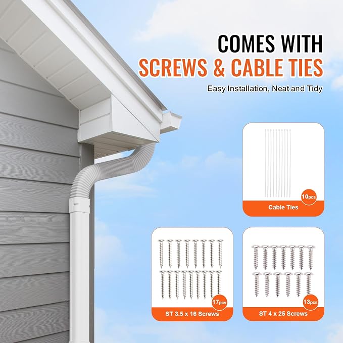 VEVOR Mini Split Line Set Cover 3-inch W 17.6Ft L, PVC Decorative Pipe Line Cover for Air Conditioner with 4 Straight Ducts & Full Components Easy to Install, Paintable for Heat Pumps, White