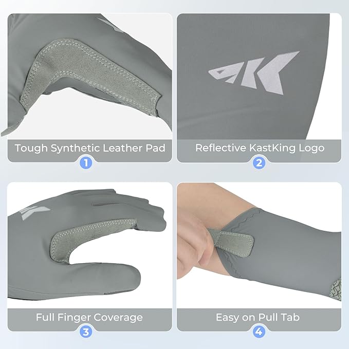 KastKing Sol Armis Pro UPF50+ Fishing Gloves-Quick-Dry, Full Finger & 3/4 Fingerless Sun Protection Gloves Men Women for Outdoor