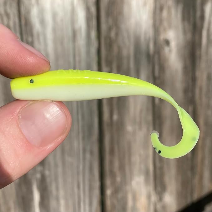 A.M. Fishing Curly Tail Jerkshad 3 Inch Soft Baits Garlic Infused,– 12 Pack – Saltwater & Freshwater Fishing Lures for Bass, Redfish, Snook, and Trout