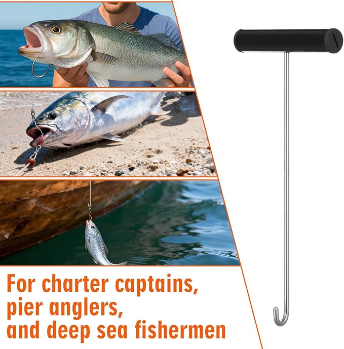 10 Inch Heavy Duty Saltwater Fish Hook Remover Fish Dehooker Tool Stainless Steel Fishing Hook Removal Tool Extractor with Solid Anodized Aluminum Handle