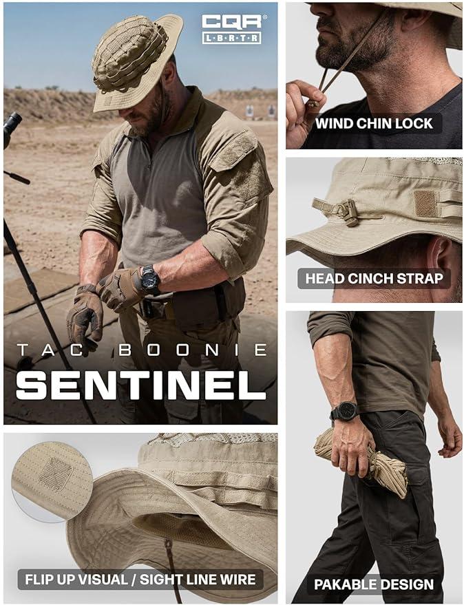 CQR Men's Tactical Boonie Hat, Breathable Packable Sun Hat for Hunting, Hiking, Fishing, Shooting, and Outdoor Activities