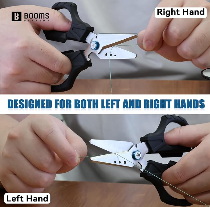 Booms Fishing Braided Line Cutter: 6.3in Multifunction Fishing Scissors - Fishing Shears with Serrated Blades and Side Wire Cutter, S04