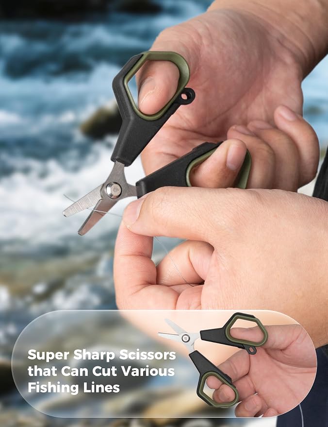 2pc Fishing Scissors,3.9" Stainless Steel Fishing Line Cutter for Fishing Braided Line,Non-Slip Grip Small Fishing Scissors for Saltwater