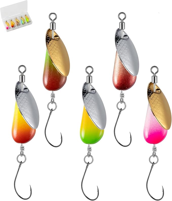 Trout Spinners - Fly Trout Fishing Lures for Bass Salmon Pike, Smallmouth Bass Lures with Brass Spinner for Lake River Fishing