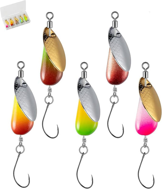 Trout Spinners - Fly Trout Fishing Lures for Bass Salmon Pike, Smallmouth Bass Lures with Brass Spinner for Lake River Fishing