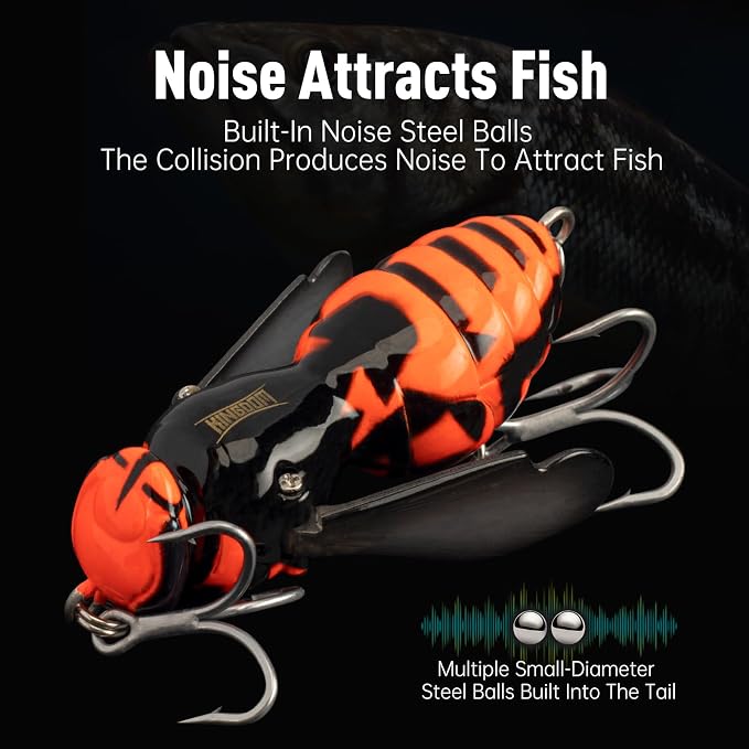 Kingdom Wasp Craw Bait Insect Bionic Floating Fishing Lures Swimbaits Hard Artificial Baits Lure for Freshwater and Saltwater Bass Carp Pike Walleye Fishing ABS Material Carbon Steel Three Book Hook