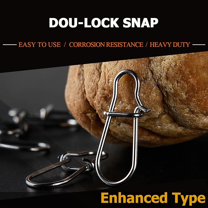 Atibin Duo Lock Fishing Snap Stainless High Strength Fishing Snap Swivel Quick Change Fishing Snap Clip Black Nickel 24lb-209lb