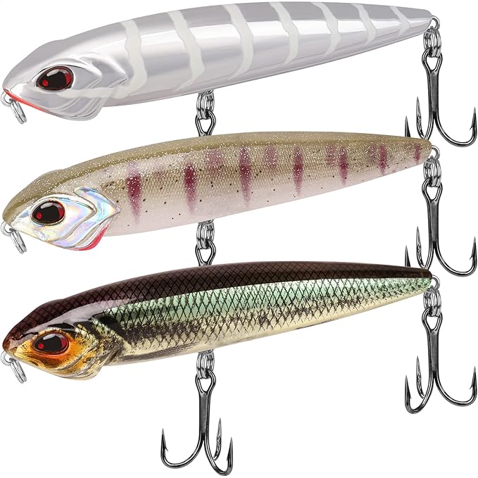 TRUSCEND Popobait Easy Catch Fishing Lures with BKK Hooks, Instant Startup, Longer Cast, Balanced Spray/Sound/Swim, Plopper Topwater Lures for Bass, Trout, Pike, Walleye, Freshwater Saltwater Fishing