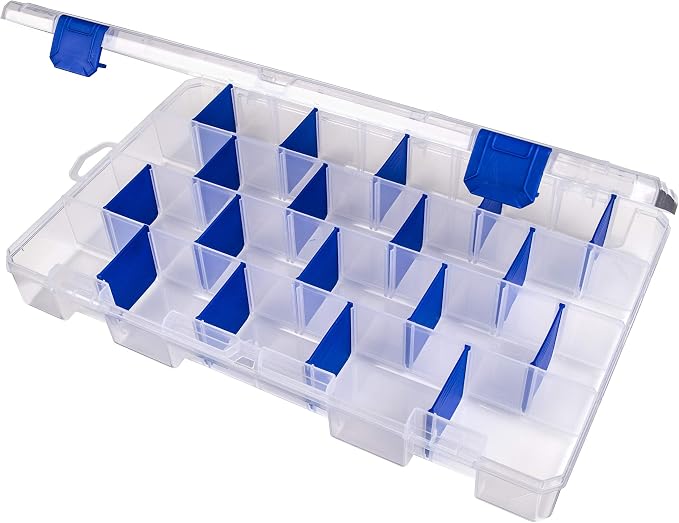 Flambeau Outdoors 5007 Tuff Tainer Fishing Tackle Box with Zerust Anti-Rust Dividers - Includes 18 Dividers, 36 Compartments, Clear Fishing Lure Organizer - 14.25" x 9.125" x 2"