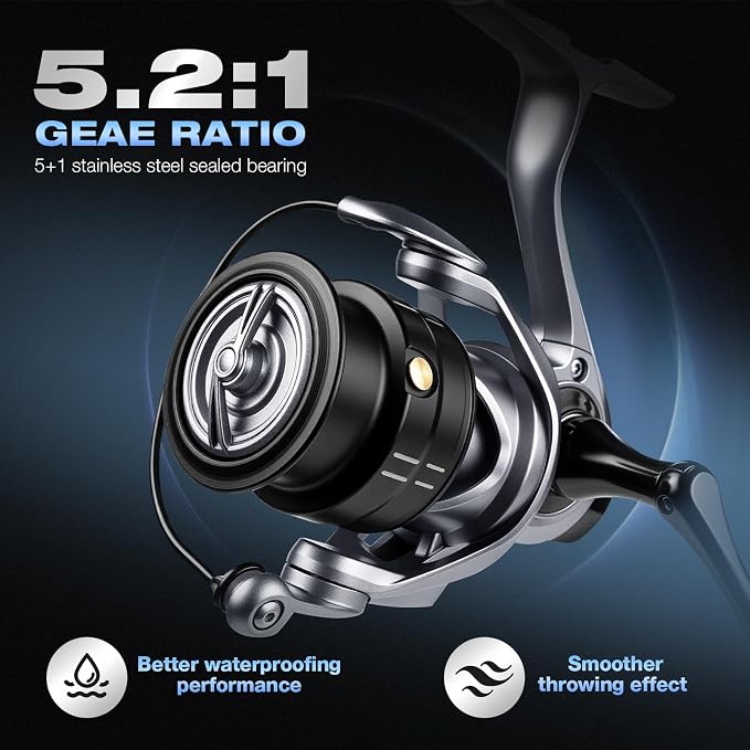 Ghosthorn Fishing Rod and Reel Combo Baitcaster Spinning Combo with EVA Handle Fishing Poles and Reels Combo with Fishing Rod Sleeve Fishing Pole Stainless Steel Guides Ceramic Rings for Men Women