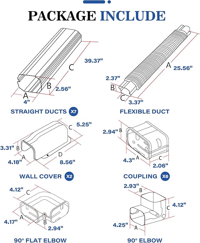 LyPrem 25Ft Mini Split Line Set Cover 4" PVC Line Cover Kit for Mini Split and Central Air Conditioner & Heat Pump