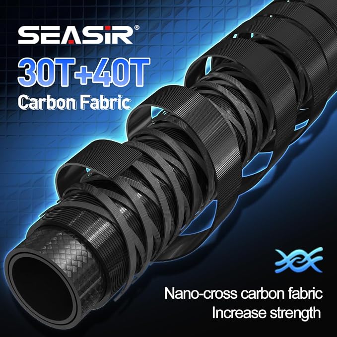 SEASIR Riveria Ultralight Fishing Rod, BFS Spinning Baitcasting Rod, 40T Carbon Fiber Baitcaster Rod, 10 Piece Casting Rod for Freshwater Bass Trout, Fuji O Ring Guide, EVA Handle, Fast, Black