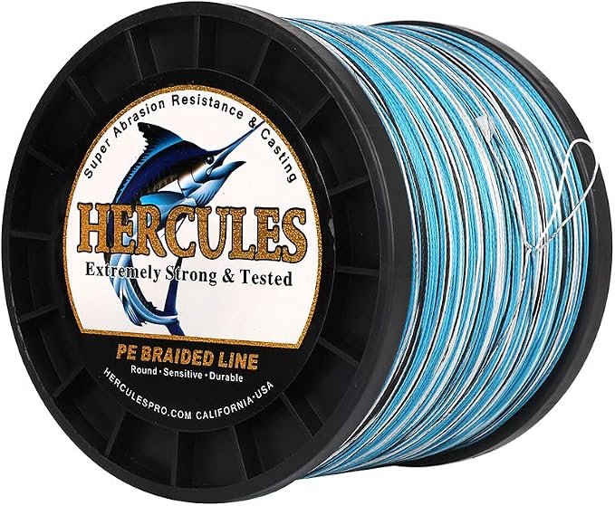 HERCULES Cost-Effective Super Cast 8 Strands Braided Fishing Line 10LB to 300LB Test for Salt-Water,109/328/547/1094 Yards(100M/300M/500M/1000M),Diam.#0.12MM-1.2MM,Hi-Grade Performance,Variety Colors