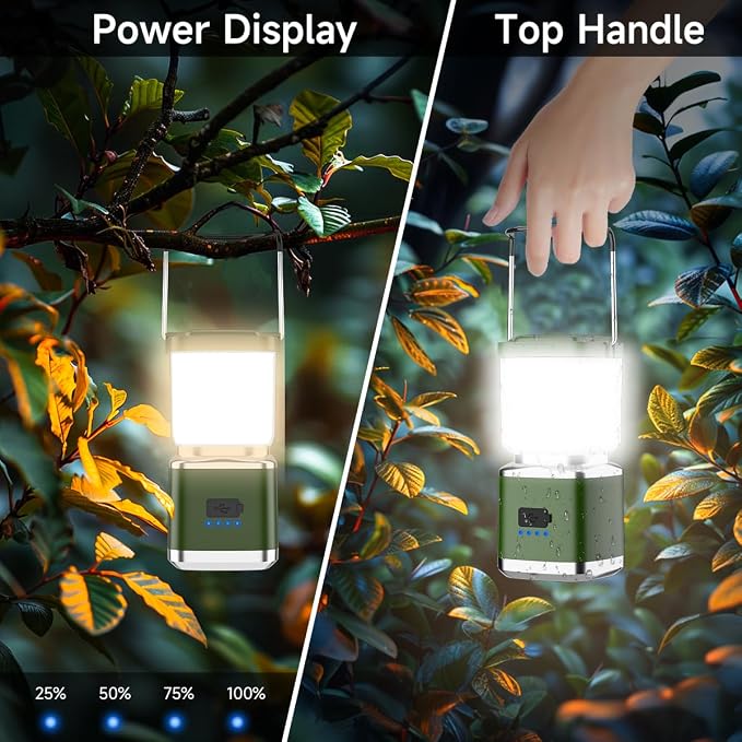 Camping Lantern 2 Pack Lanterns for Power Outages, LED Camping Lights for Tent Hanging, Camp Light Tent Lamp with 20 Hours Runtime, Stepless Dimming, Waterproof Camping Lamp for Hurricane (4 inch)