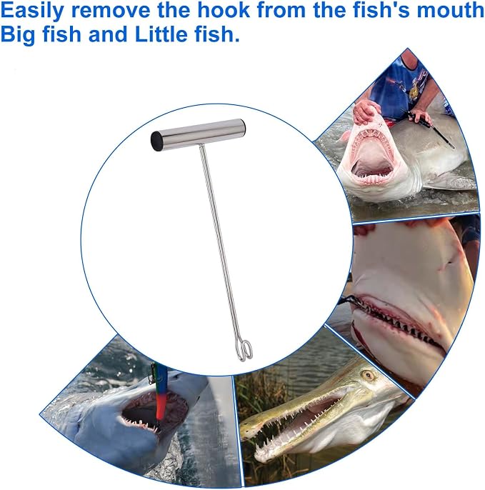 2 Pack Stainless Steel Fishing Hook Remover，Push/Pull Hook Remover，Dehooker Tool,Anti-Lost Saltwater Dehooker Tool Shark Hook Remover