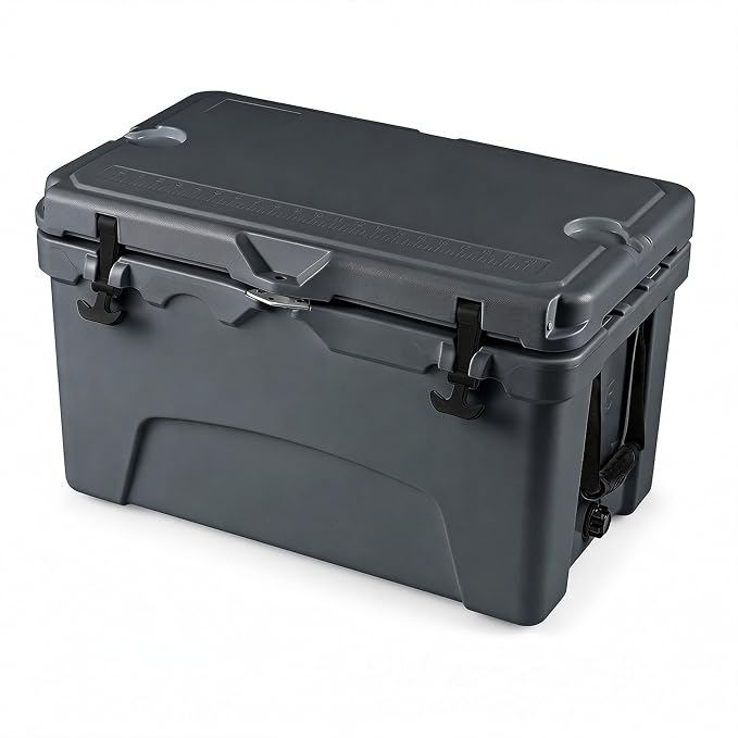 COSTWAY Portable Insulated Hard Cooler – Keeps Ice Up to 6 Days, Heavy-Duty Outdoor Ice Chest with Cup Holders, Built-in Fish Ruler & Bottle Opener for Camping, Fishing, Beach, Tailgating