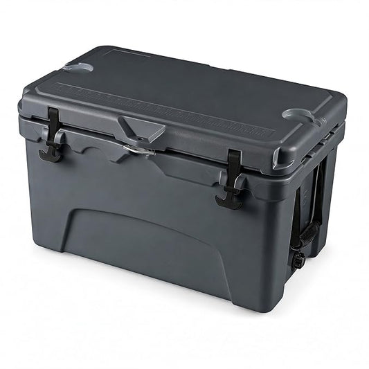 COSTWAY Portable Insulated Hard Cooler – Keeps Ice Up to 6 Days, Heavy-Duty Outdoor Ice Chest with Cup Holders, Built-in Fish Ruler & Bottle Opener for Camping, Fishing, Beach, Tailgating