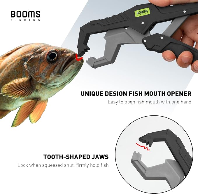 Booms Fishing G05 Lip Gripper Saltwater, 9.4" Plastic Catfish Grippers Pliers, Grabber Tool With Lanyard, Grips for Kayak Fishing Accessories, Great Holder for Caught Fish
