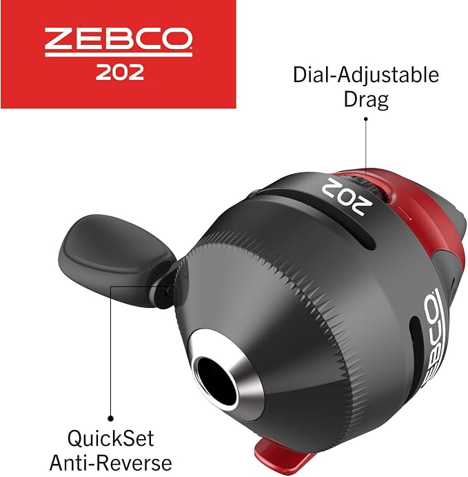 Zebco 202 & 404 Spincast Reels and Fishing Rod Combos (2-Pack), 5-Foot 6-Inch 2-Piece Fishing Pole, Size 30 and 40 Reels, Right-Hand Retrieve, Pre-Spooled with 10 lb and 15 lb Cajun Line, Black/Red