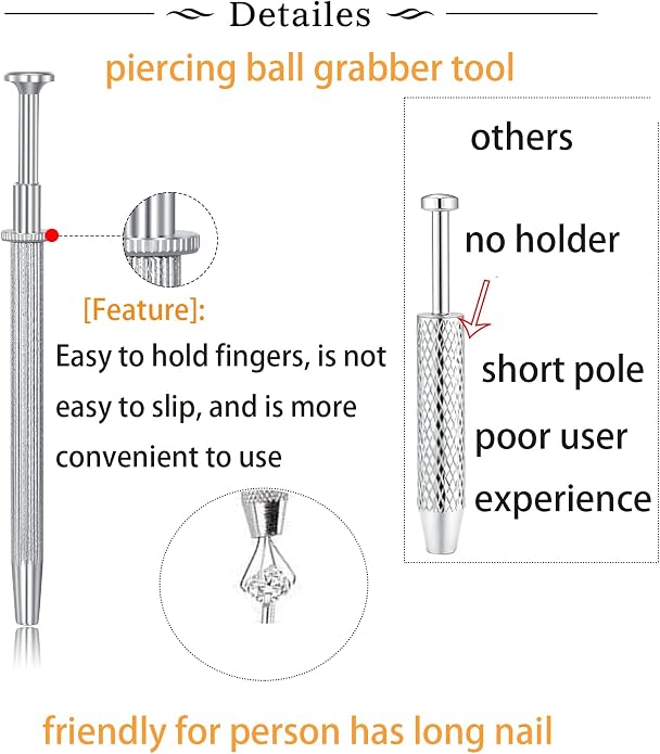 MODRSA 20g 16g 18g Piercing Taper Internal Threaded Piercing Taper Insertion Threader Tool Threadless Jewelry Changing Tool Horseshoe Nose Ring Labret Earring Studs Applicator Piercing Ball Grabber