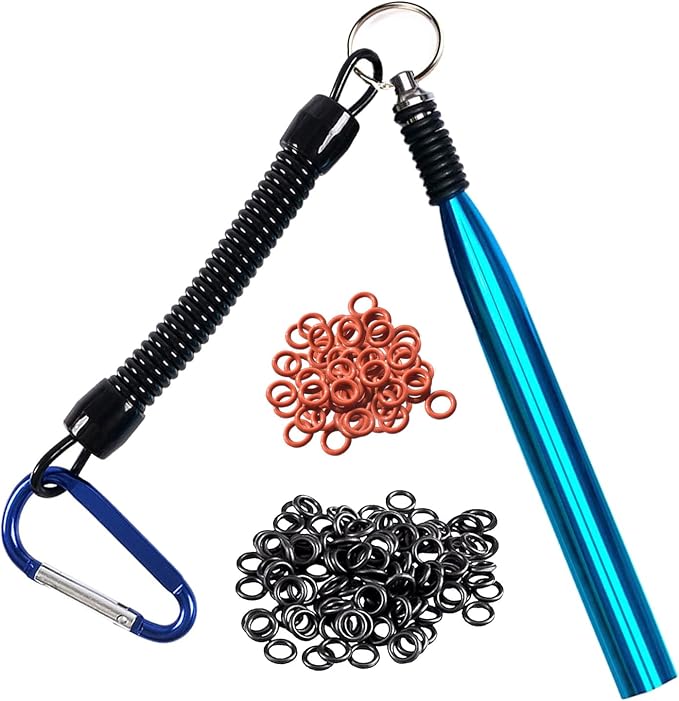 Wacky Rig Tool with Fishing O-Rings, Wacky Worm Rigging Tool Kit for Senko, Fishing Ring Rigging Tools for Clip Soft Baits Worms with Keychain Lanyard Fishing Bait Rigs