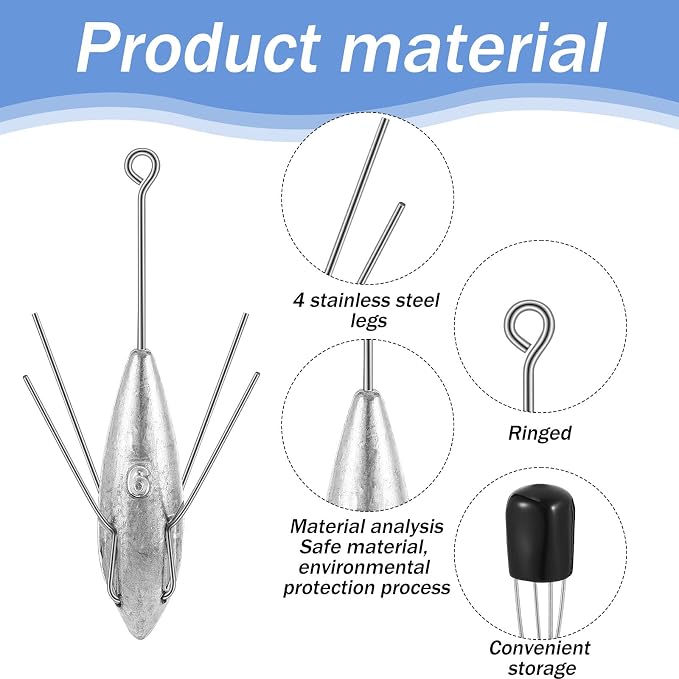 Sotiff 5 Pcs Sputnik Sinker Surf Fishing Weights Fishing Equipment Long Tail Surfing Surf Casting Sinkers Spider Weights for Catfish Near Sea Ocean Ship Breakwater Large River Beach Man Gift