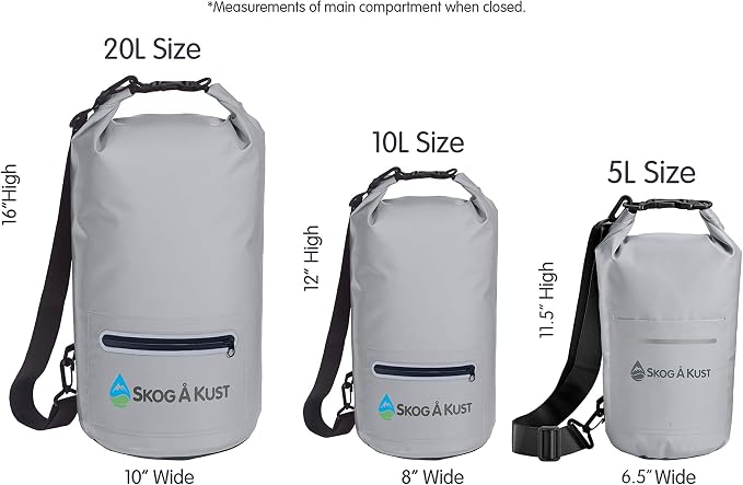 Skog Å Kust DrySak Roll Top Waterproof Bag, 5, 10 & 20 Liter