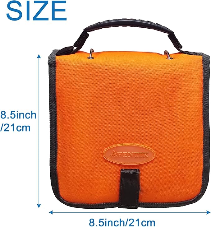 Aventik Fishing Tackle Binder Soft Cover Fishing Bait Organized Storage Rig Bag Soft Bait Binder Saltwater Resistant Fishing Bag 8.5x8.5x1.1inch(2xorange)